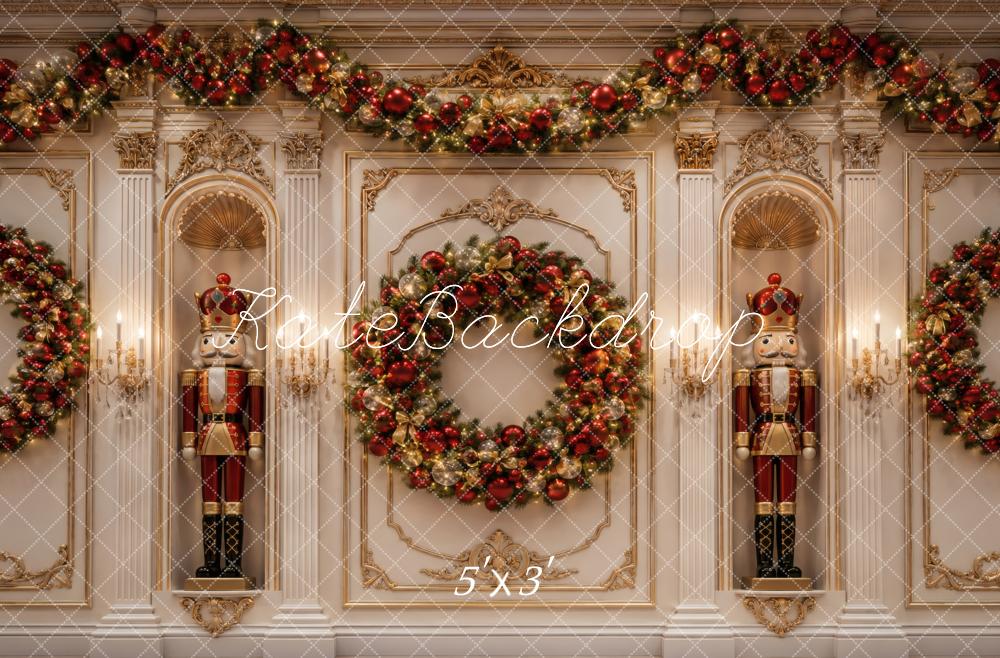 Kate Christmas Nutcracker Wreath Garland Vintage Wall Printed Backdrop Designed by Vertigo Productions