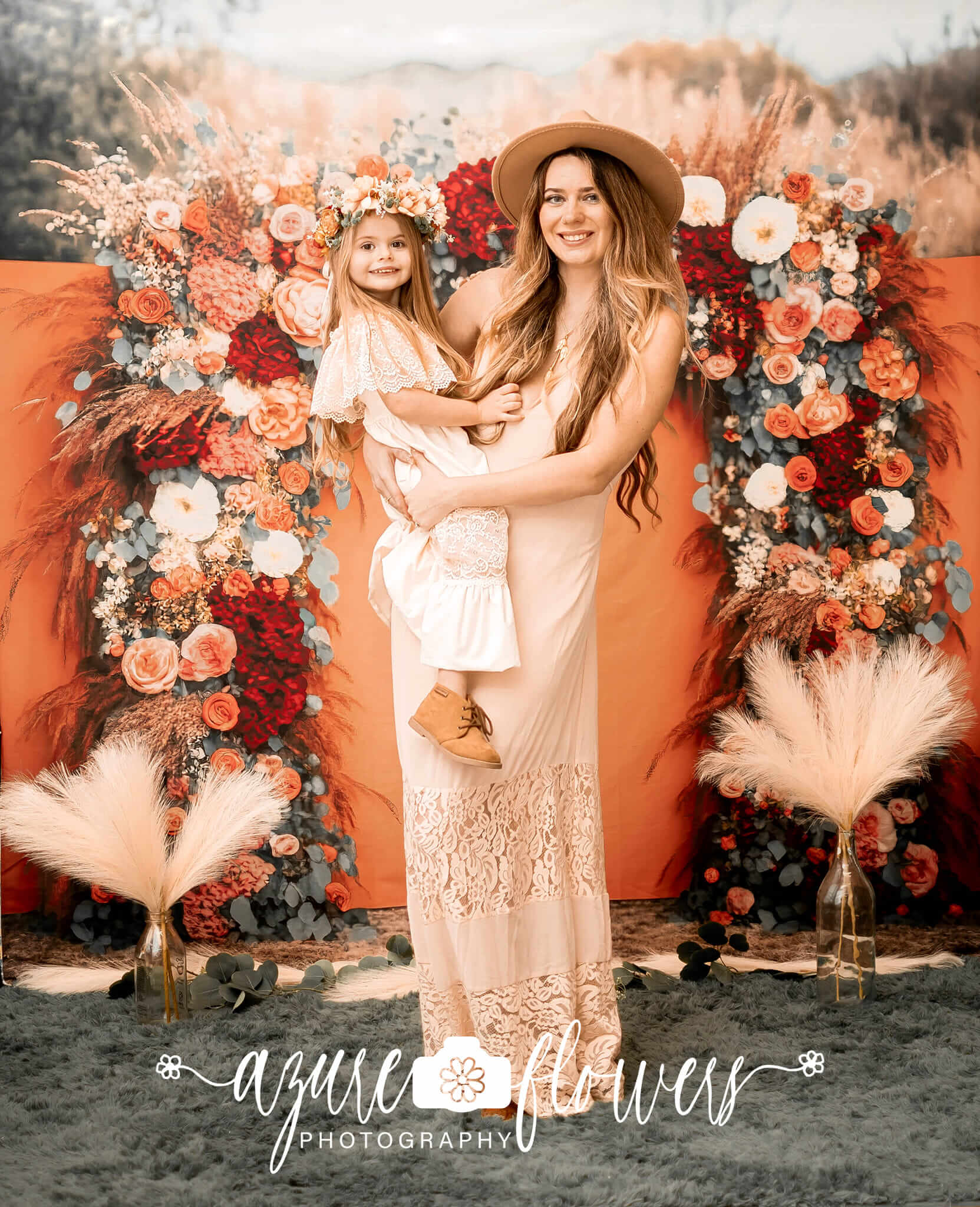 Boho-vrije geest buiten bloemenachtergrond ontworpen door Mini MakeBelieve