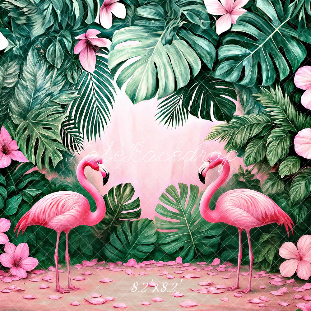 Kate Flamingo Tropical Floral Backdrop Designed by Ashley Paul