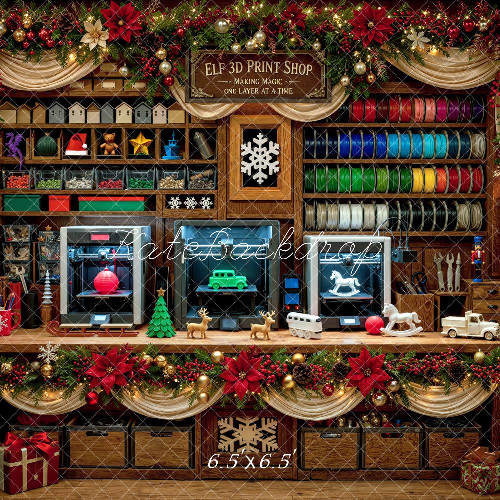 Kate Christmas North Pole 3D Print Wall Elf Craft Workshop Cabinet Printed Backdrop Designed by Mini MakeBelieve