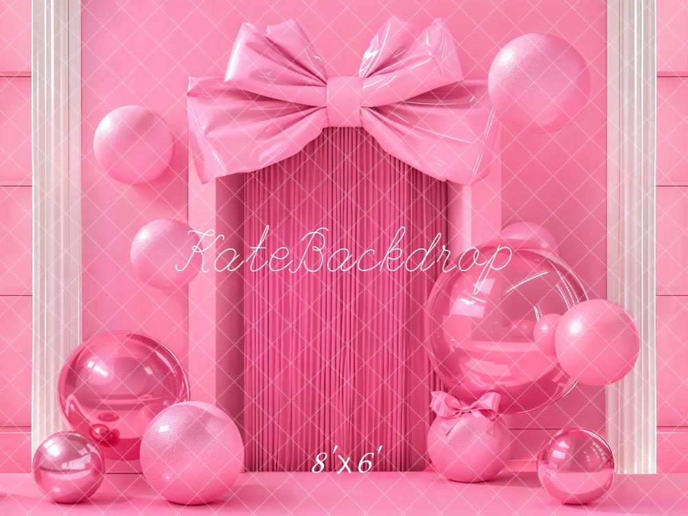Kate Cake Smash Pink Bow Balloons Gift Boxes Backdrop Designed by Emetselch