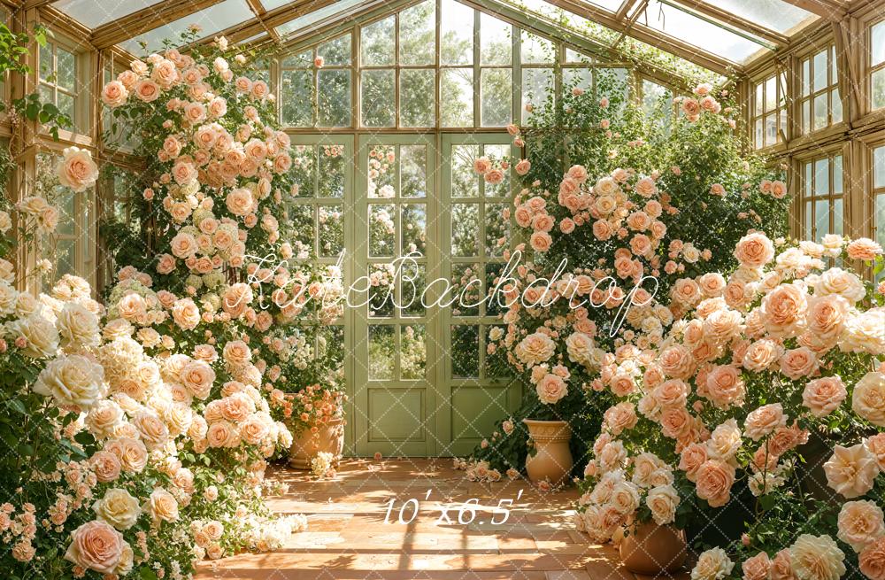 Kate Spring Greenhouse Flower Arch Rose Garden Printed Backdrop Designed by Emetselch