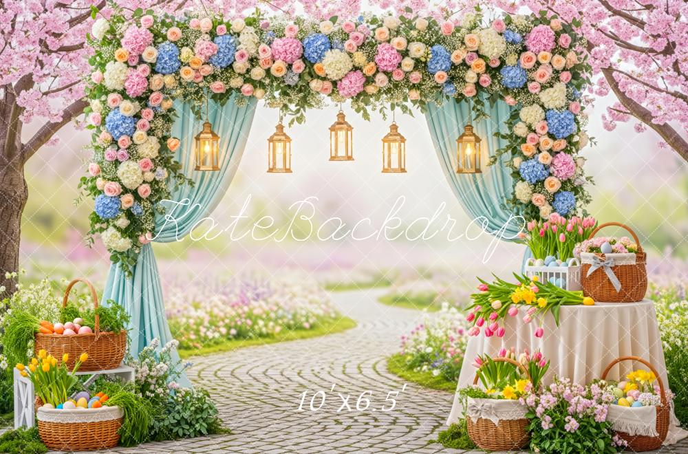 Kate Easter Flower Arch Pastel Eggs Garden Backdrop Designed by Patty Roberts