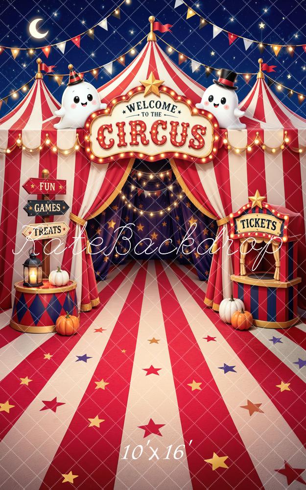 Kate Halloween Circus Tent Trunk or Treat Ghosts Printed Backdrop Designed by Mini MakeBelieve