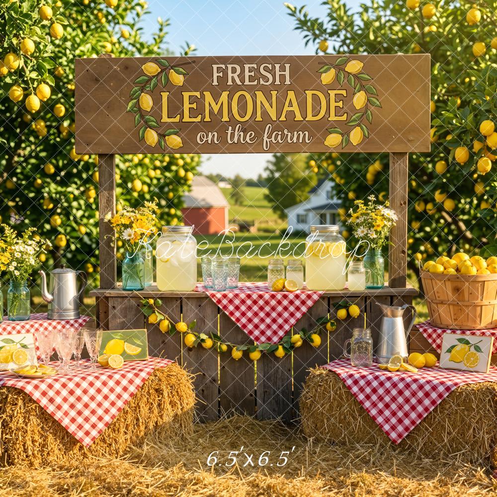 Kate Summer Lemonade Stand Lemon Orchard Farm Hay Bales Backdrop Designed by Emetselch
