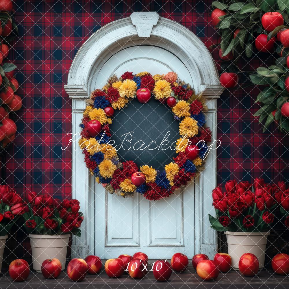 Afgestudeerd Bloemkrans Rode Appel Foto Achtergrond Designed by Mini MakeBelieve