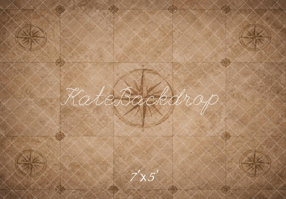 Kate Vintage Compass Brown Floor Printed Backdrop Printed Backdrop Designed by Vertigo Productions