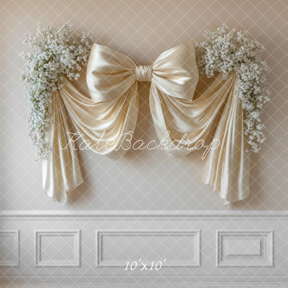 Elegante Strik Bloemige Witte Foto Achtergrond Designed by Mini MakeBelieve