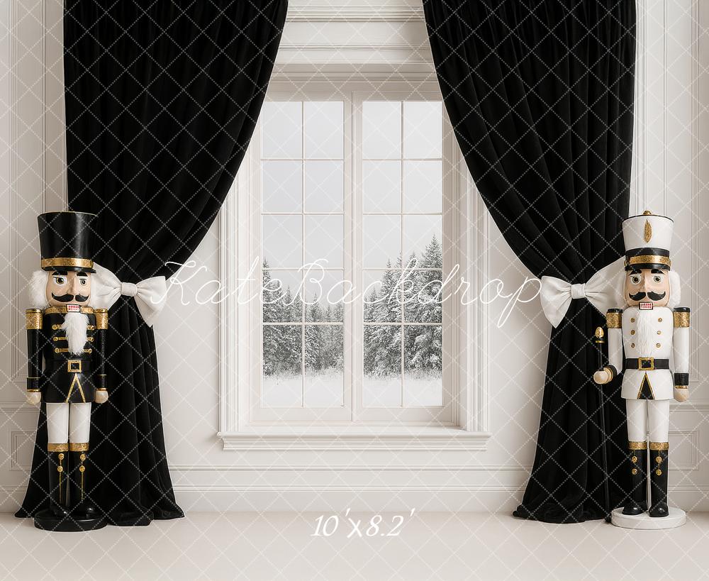 Kate Christmas Nutcracker Black Curtains Window Backdrop Designed by Ashley Paul