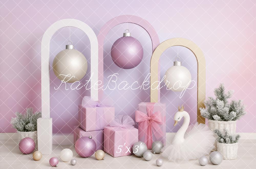 Kate Christmas Swan Ornament Purple Backdrop Designed by Patty Roberts