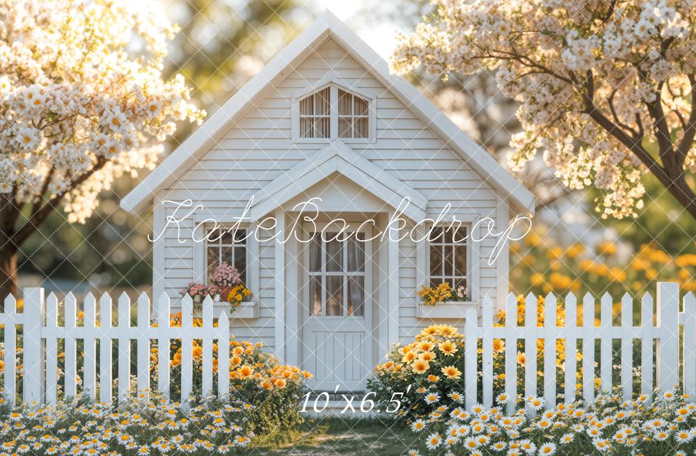 Sfondo di fiori bianchi cottage primaverili progettato da Emetselch