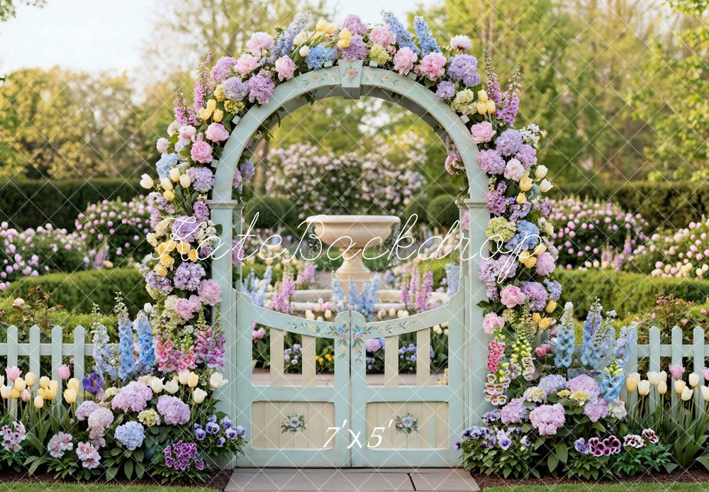 Kate Flower Arch Pastel Garden Gate Fountain Backdrop Designed by Mini MakeBelieve