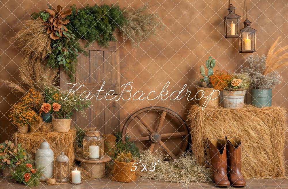 Fall Rustieke Oogst Schuur Hooibalen Foto Achtergrond Designed by Emetselch