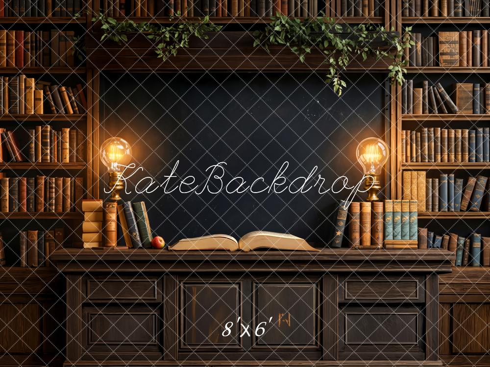 Mesa de libros de regreso a clases luces fondo