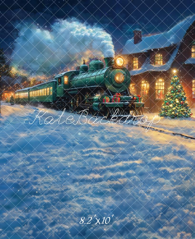 Fondo de Invierno Nieve Tren Polar Navidad Diseñado por Emetselch