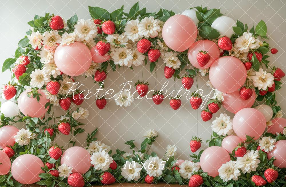 Spring Strawberry Flower Balloon Arch Foto Achtergrond Designed by Emetselch