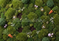 Kate Easter Bunny Moss Carrots Eggs Floor Printed Backdrop Designed by Mini MakeBelieve