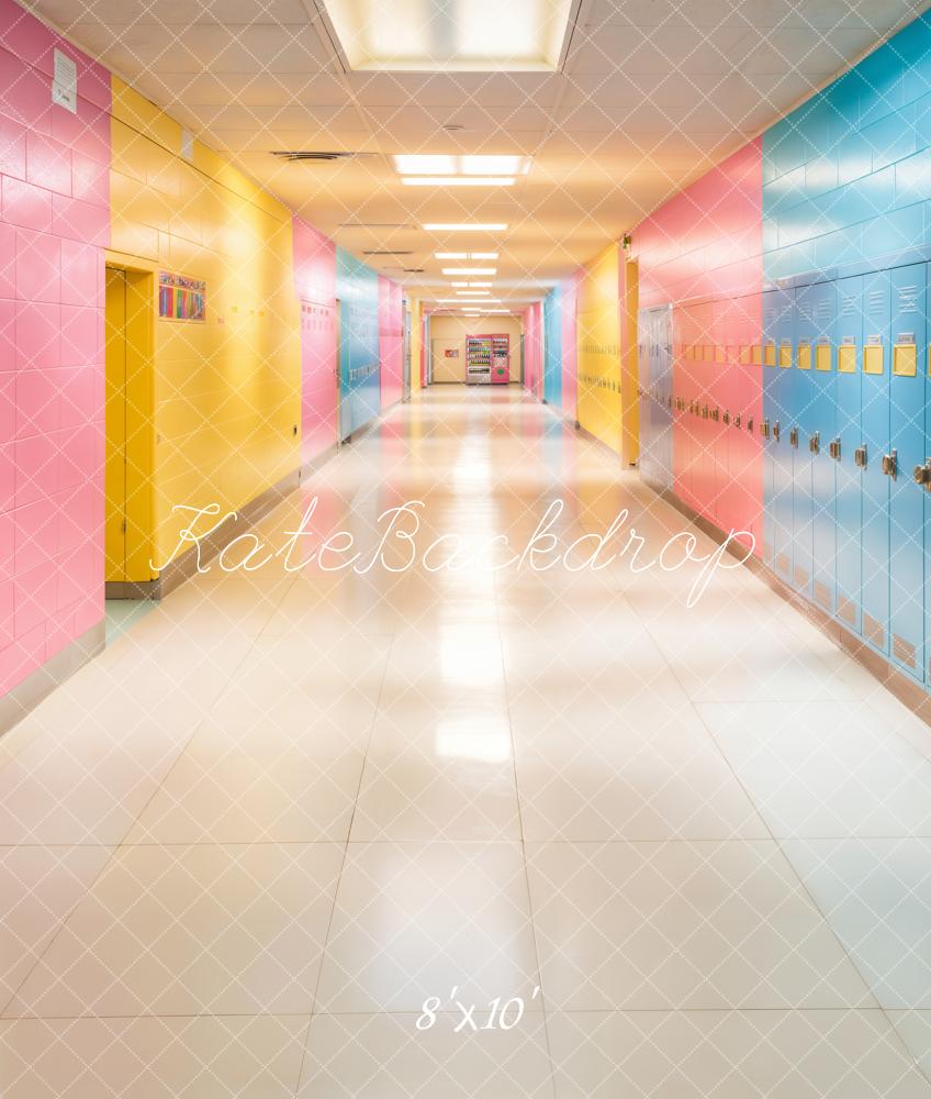 Kate Back To School Colorful School Hallway Backdrop Designed by Emetselch
