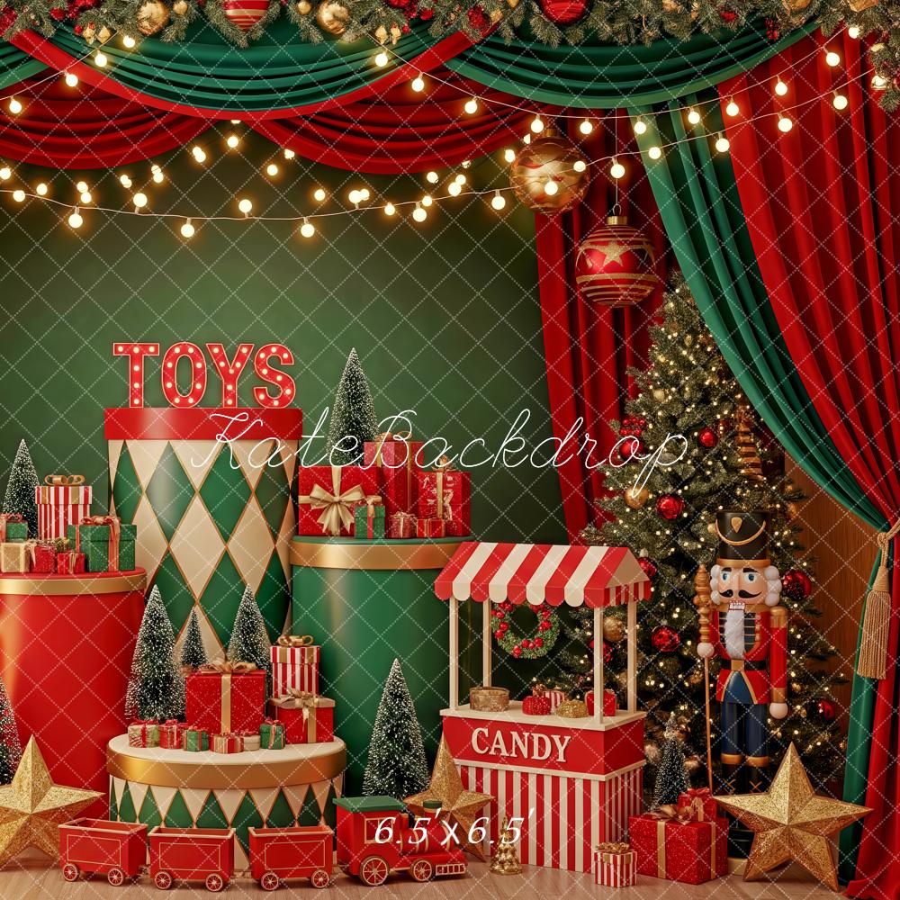 Kate Christmas Toy Shop Nutcracker Train Presents Backdrop Designed by Patty Roberts