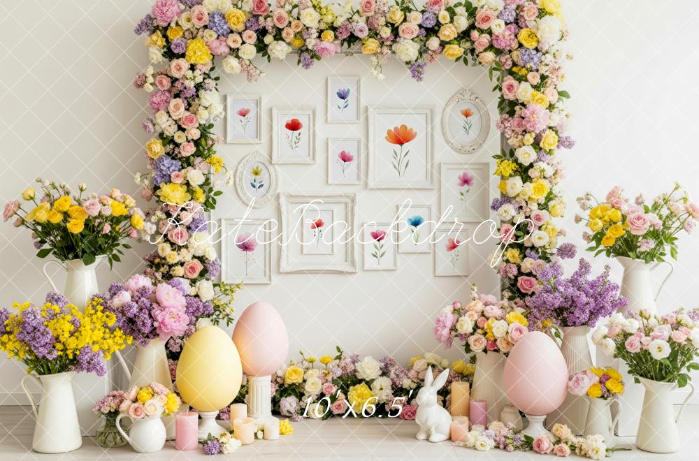 Kate Easter Bunny Flower Arch Pastel Eggs Backdrop Designed by Patty Roberts