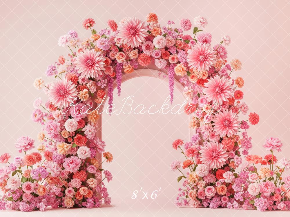 Kate Valentine's Day Flower Arch Pink Flowers Backdrop Designed by Patty Roberts