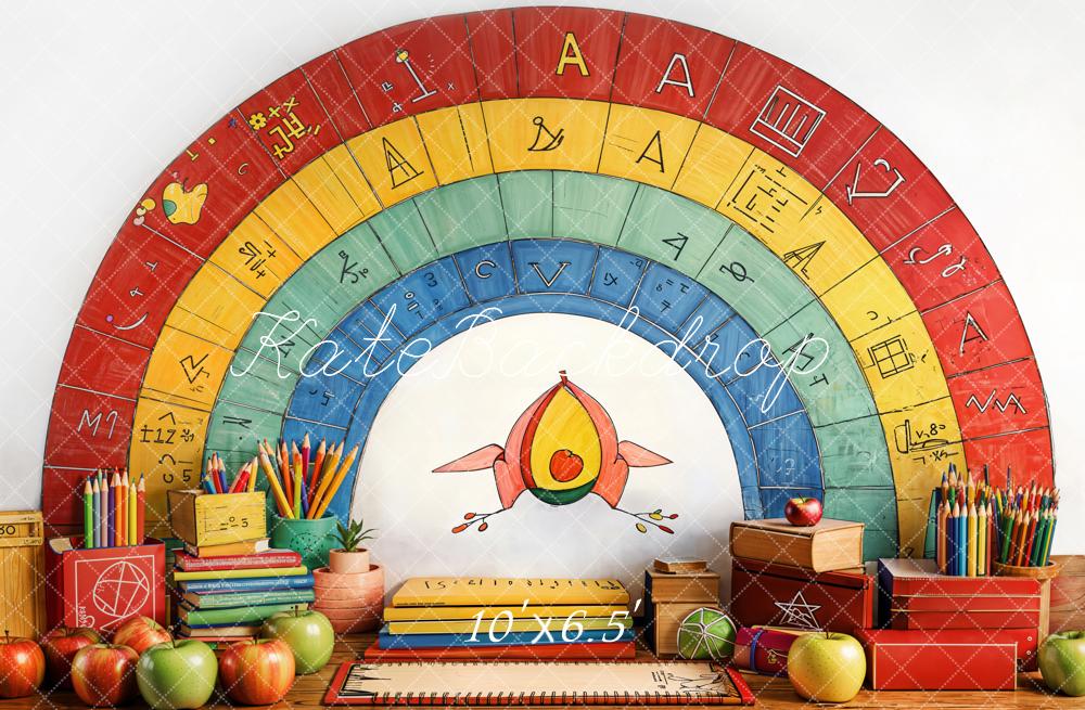 Kate Back to School Rainbow Pencils Backdrop Designed by Emetselch