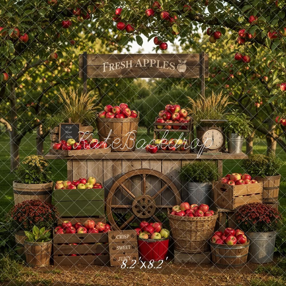 Kate Fall Apple Orchard Wheel Market Stand Printed Backdrop Designed by Emetselch