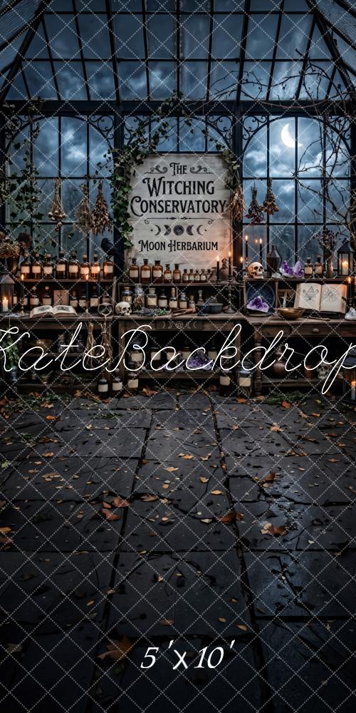 Kate Sweep Halloween Night Witching Conservatory Apothecary Greenhouse Printed Backdrop Designed by Patty Roberts