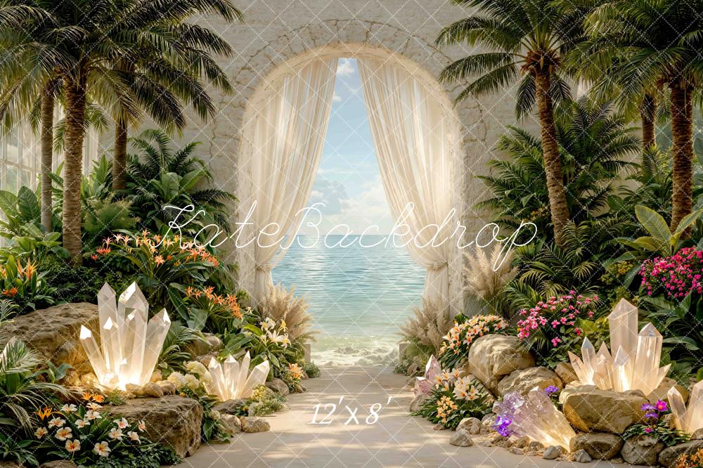 TEST Kate Tropical Crystal Arch Ocean Garden Printed Backdrop Designed by Mini MakeBelieve