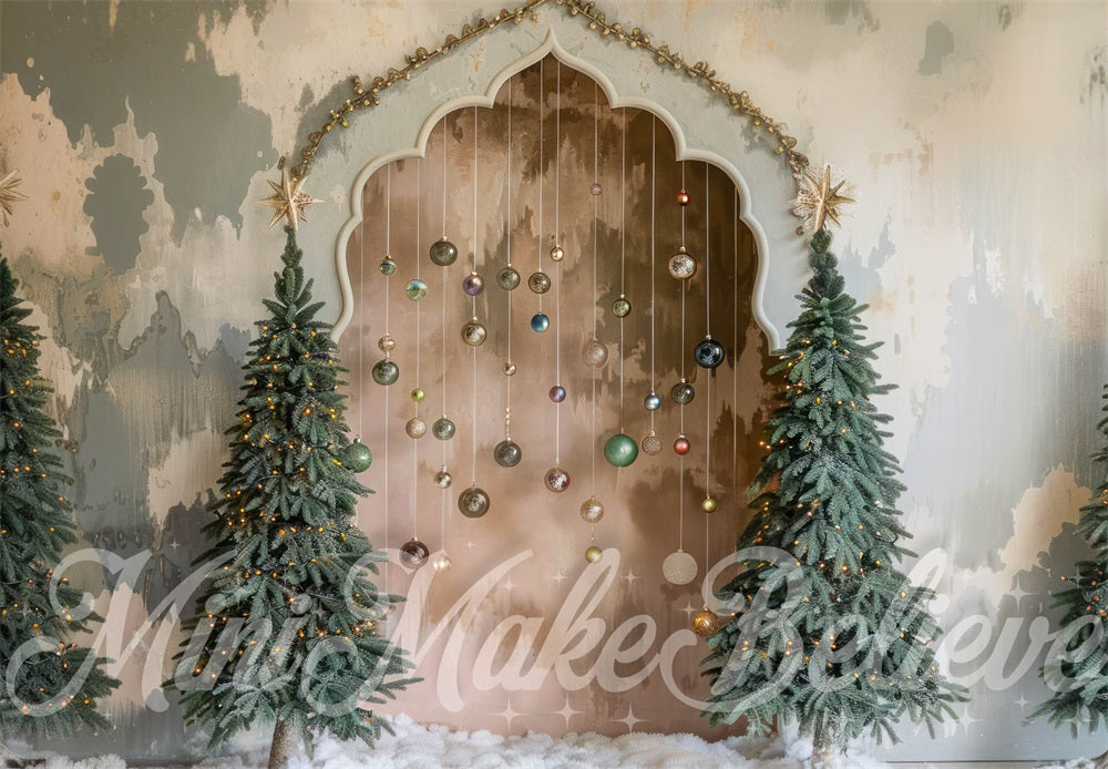 Kate Christmas Boho Retro Floral Arch Backdrop Designed by Mini MakeBelieve