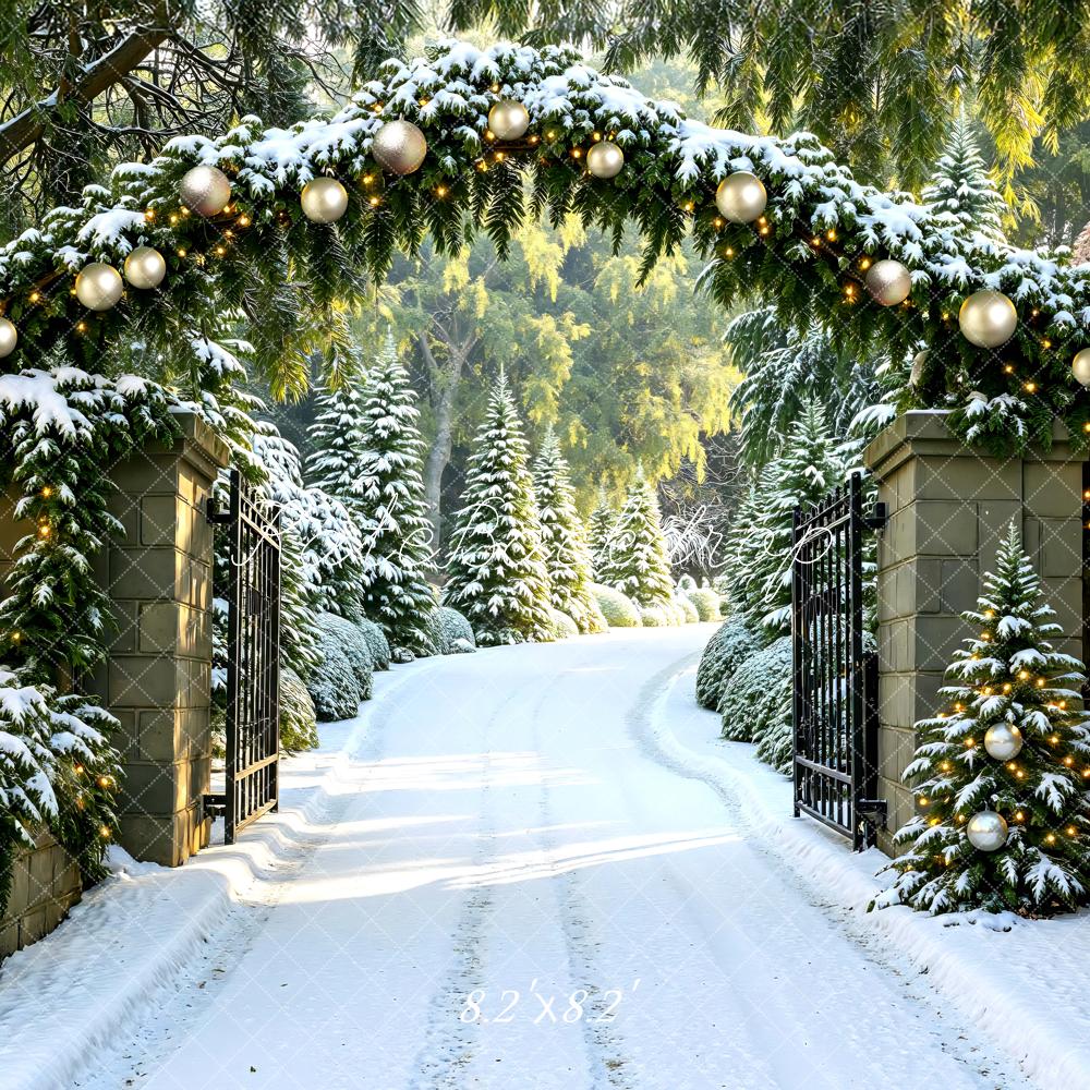 Kate Christmas Snowy Pine Archway Path Backdrop Designed by Mini MakeBelieve