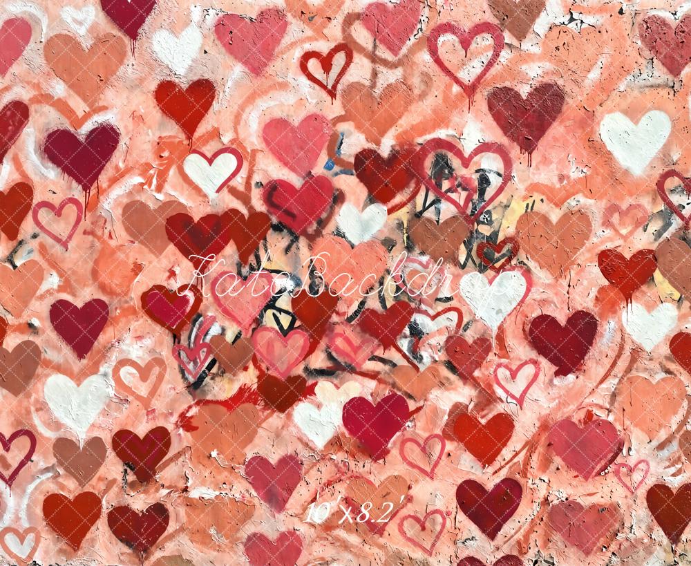 Kate Valentine's Day Graffiti Hearts Abstract Wall Backdrop Designed by Kate Image