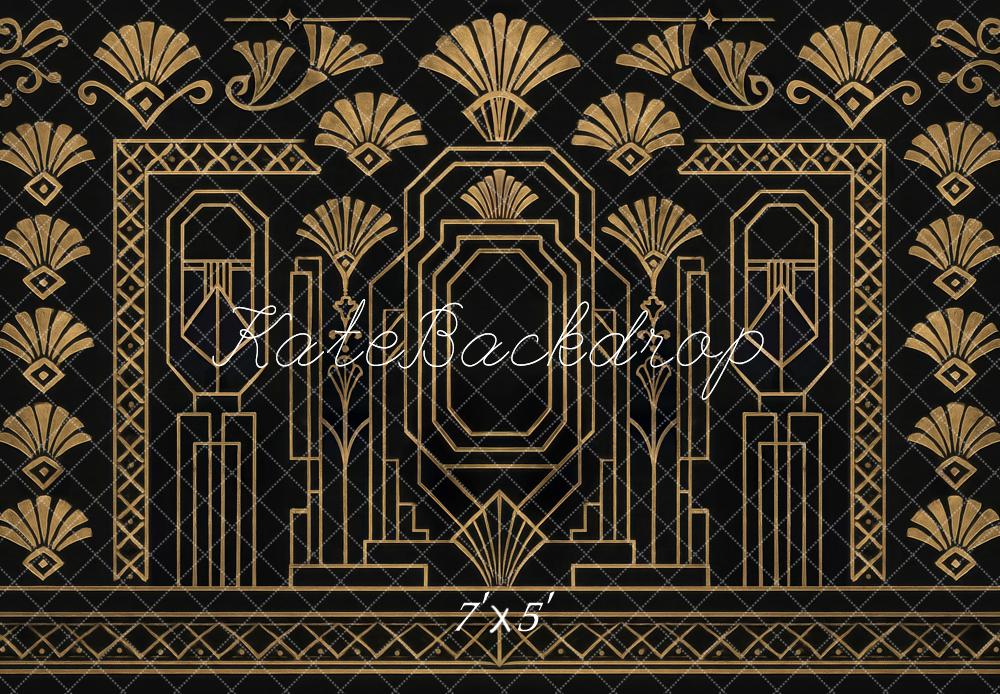 Kate Art Deco Gold Pattern Black Backdrop Designed by Mini MakeBelieve
