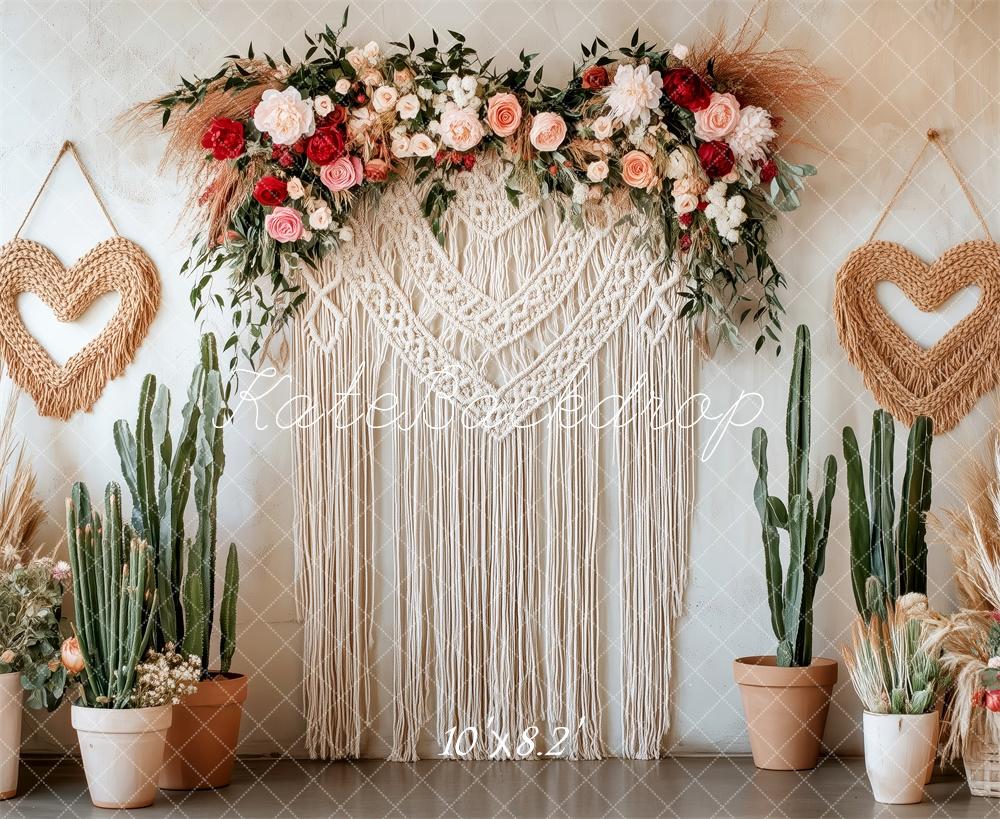 Kate Boho Macrame Floral Cactus Backdrop Designed by Patty Roberts