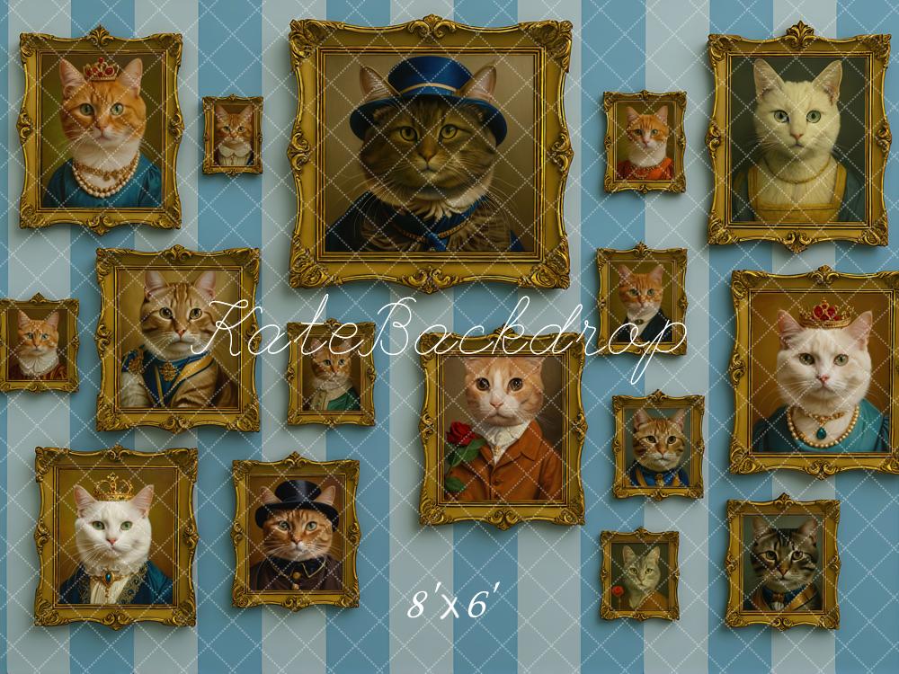 Kate Cat Portrait Gallery Blue Wall Backdrop Designed by Mini MakeBelieve