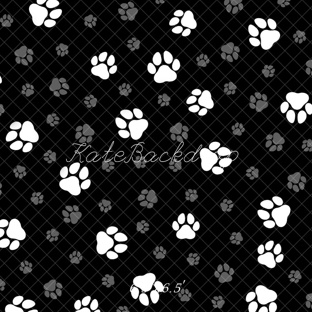Kate Black White Paw Print Pattern Backdrop Designed by Mandy Ringe Photography