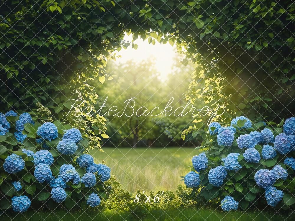 Zomer Bos Boog Blauwe Hortensia's Foto Achtergrond Designed by Emetselch