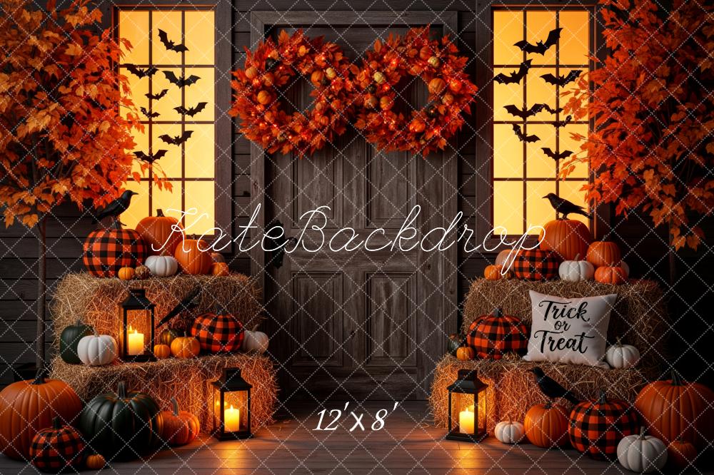 Kate Fall Halloween Pumpkin Lantern Haystack Porch Backdrop Designed by Patty Roberts