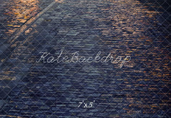 Kate Night Brick Stone Street Floor Printed Backdrop Designed by Emetselch