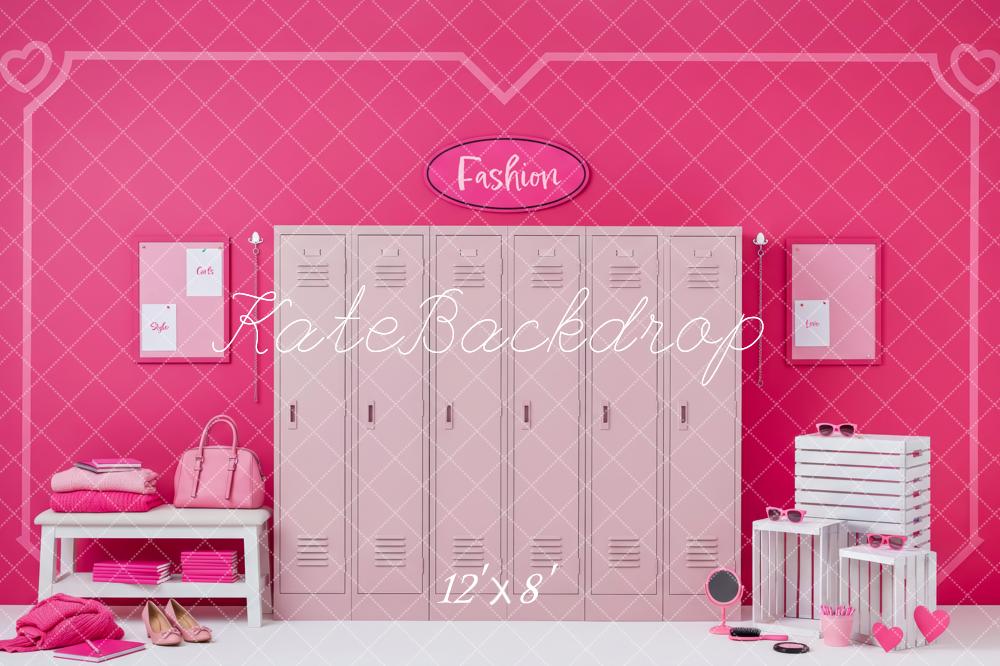 Kate Barbie Pink Lockers Fashion Room Printed Backdrop Designed by Patty Roberts