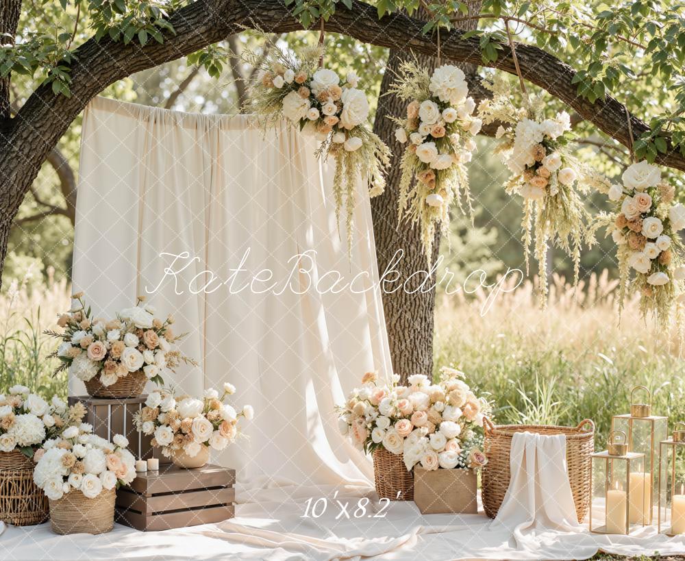 Kate Flower Arch Cream Floral Rustic Wedding Decor Backdrop Designed by Mini MakeBelieve