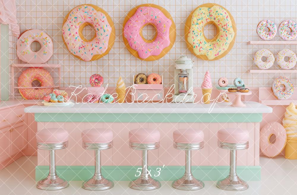 Kate Dreamy Donut Shop Diner Counter Pink Backdrop Designed by Patty Roberts