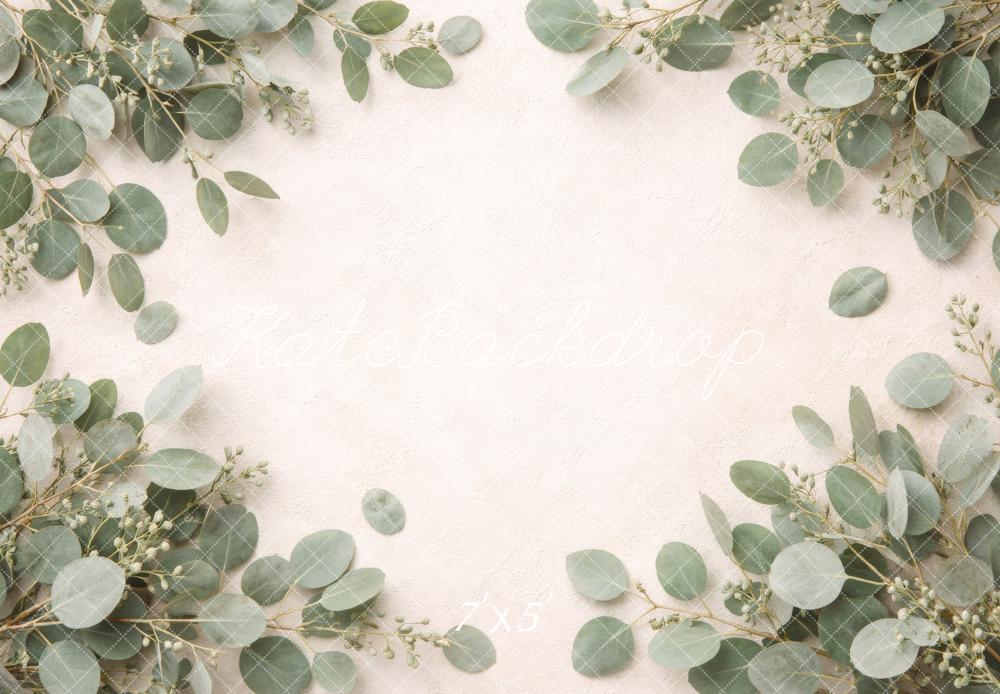 Kate Newborn Greenery Eucalyptus Leaves Beige Texture Backdrop Designed by Megan Leigh Photography