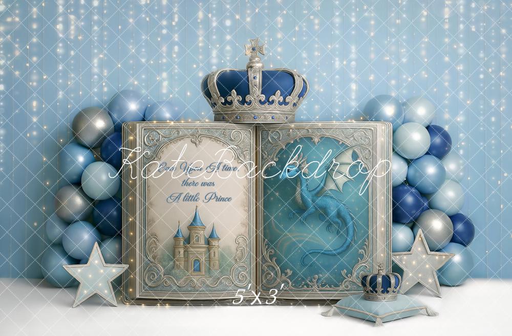 Kate Cake Smash Little Prince Crown Book Printed Backdrop Designed by Ashley Paul