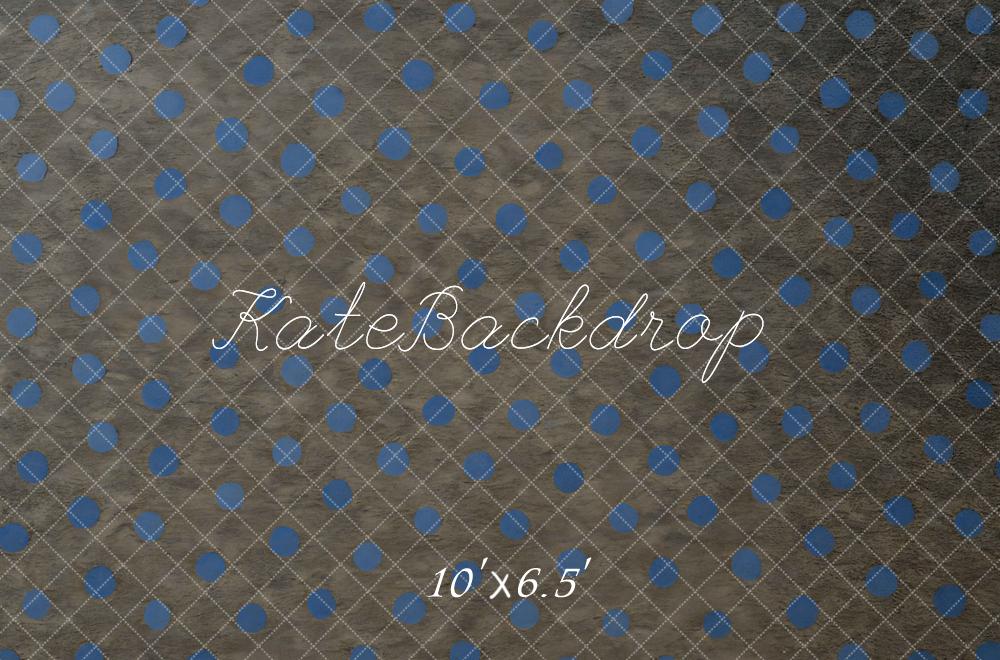 Kate Blue Polka Dot Grid Pattern Floor Backdrop Designed by Mini MakeBelieve