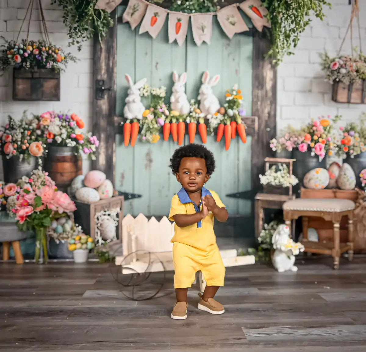 Easter Bunny Carrots Puerta Fondo de Madera Designed by Emetselch