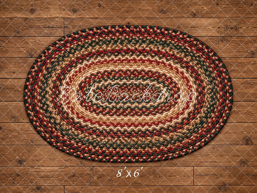 Kate Rustic Wood Planks Braided Oval Rug Floor Printed Backdrop Designed by Kate Image