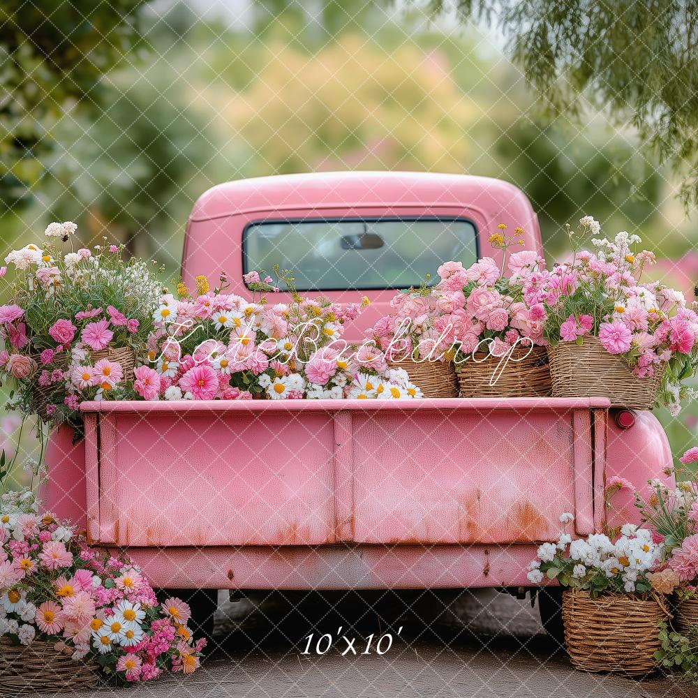 Fondo de flores de camión rosa vintage diseñado por Patty Roberts