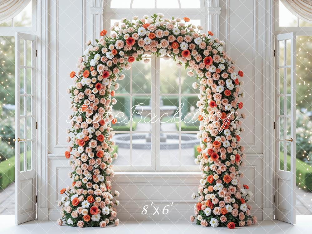 Kate Spring Flower Arch White Room Windows Backdrop Designed by Mini MakeBelieve