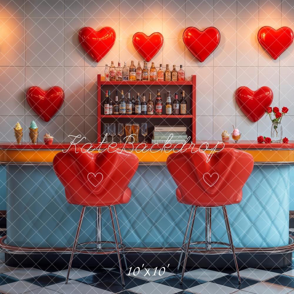 Kate Valentine Bar Retro Heart Backdrop Designed by Emetselch